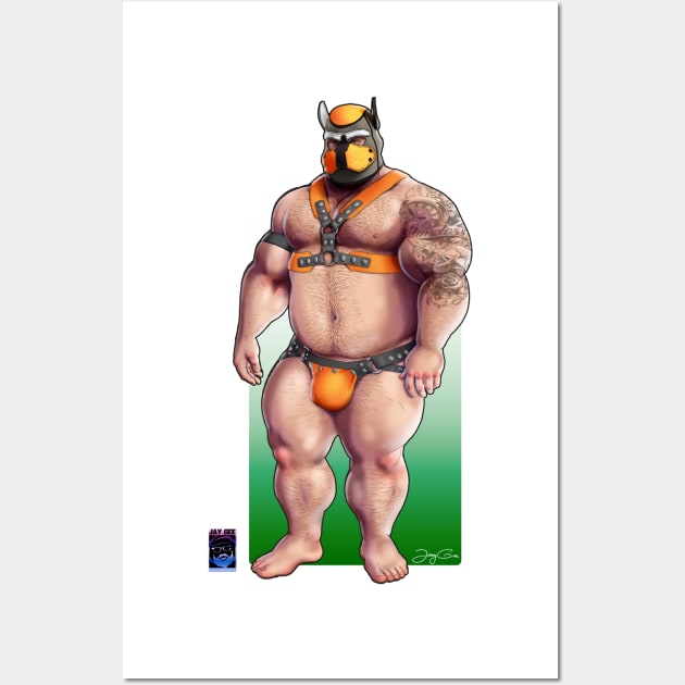 Muscle Pup Orange Mask Wall Art by JayGeeArt